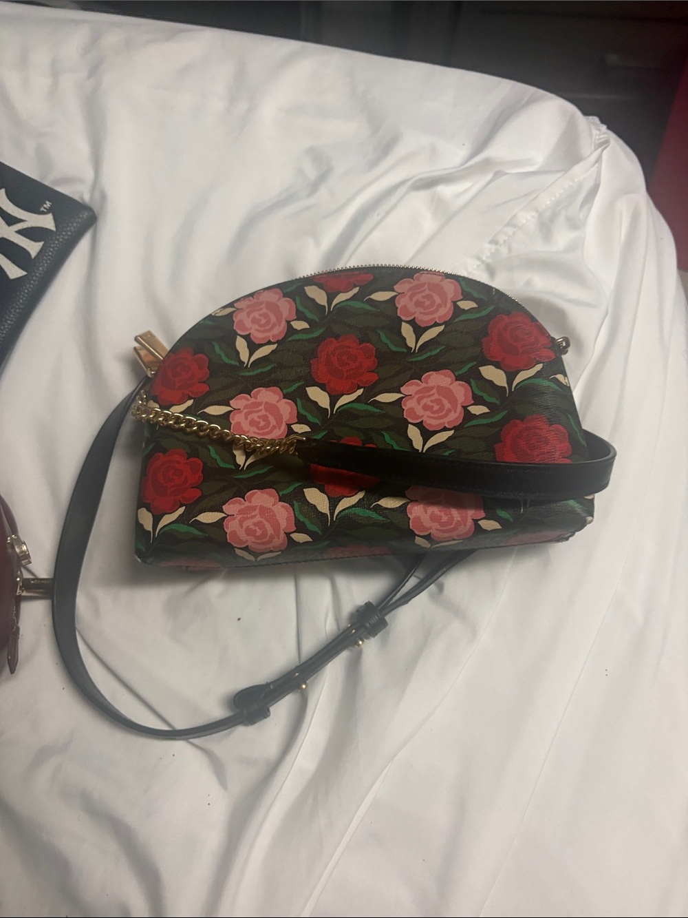 kate spade Rose Print Dome Crossbody - Pink & Red - Picture 2 of 3